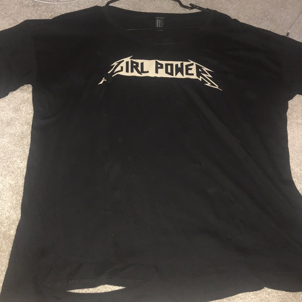 🎉4/$15 - Destroyed ‘Girl Power’ top, Forever 21